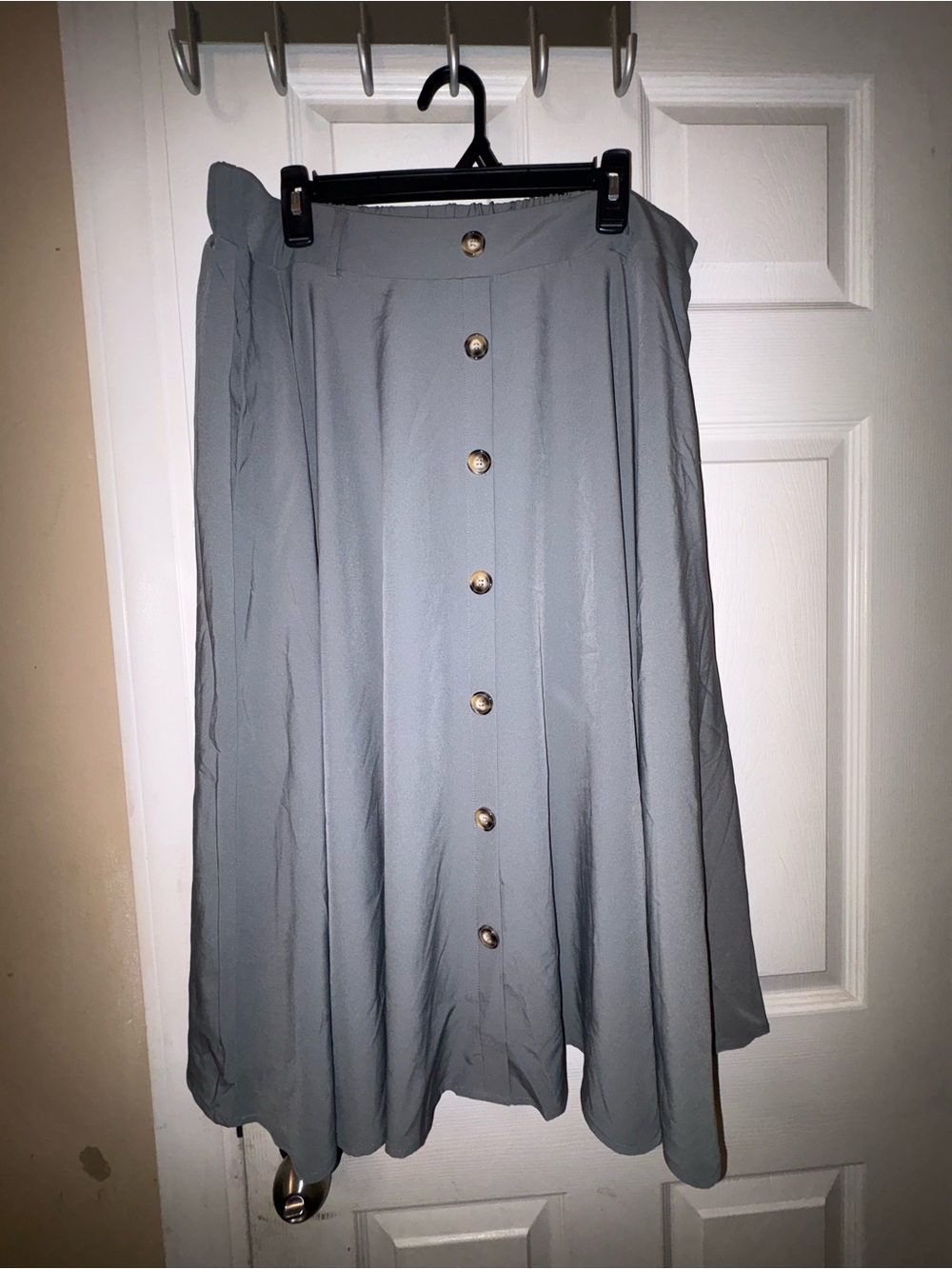 BNWT Belle Poque Vintage Grey Button-Front Midi Skirt with Pockets